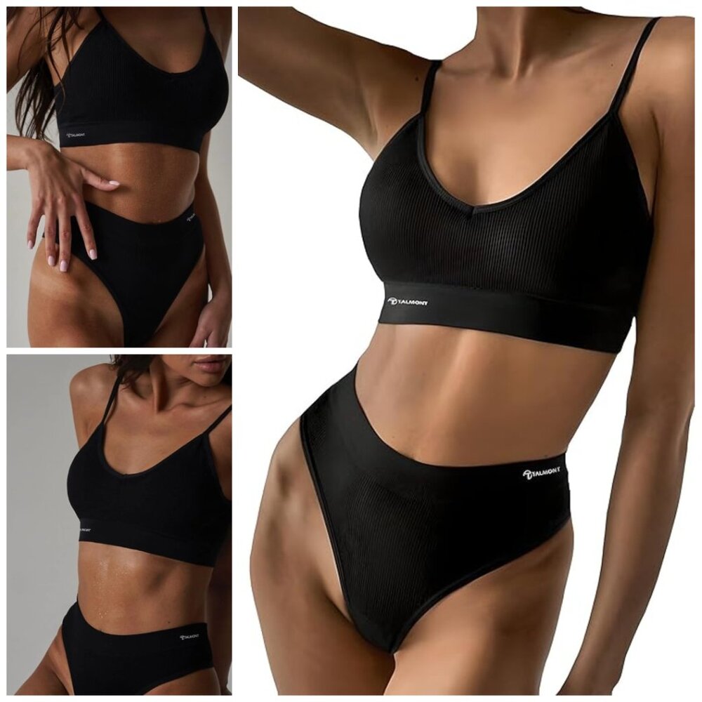Talmont Bra and Panty Sets For Women Sexy Seamless Lingerie Underwear Ribbed